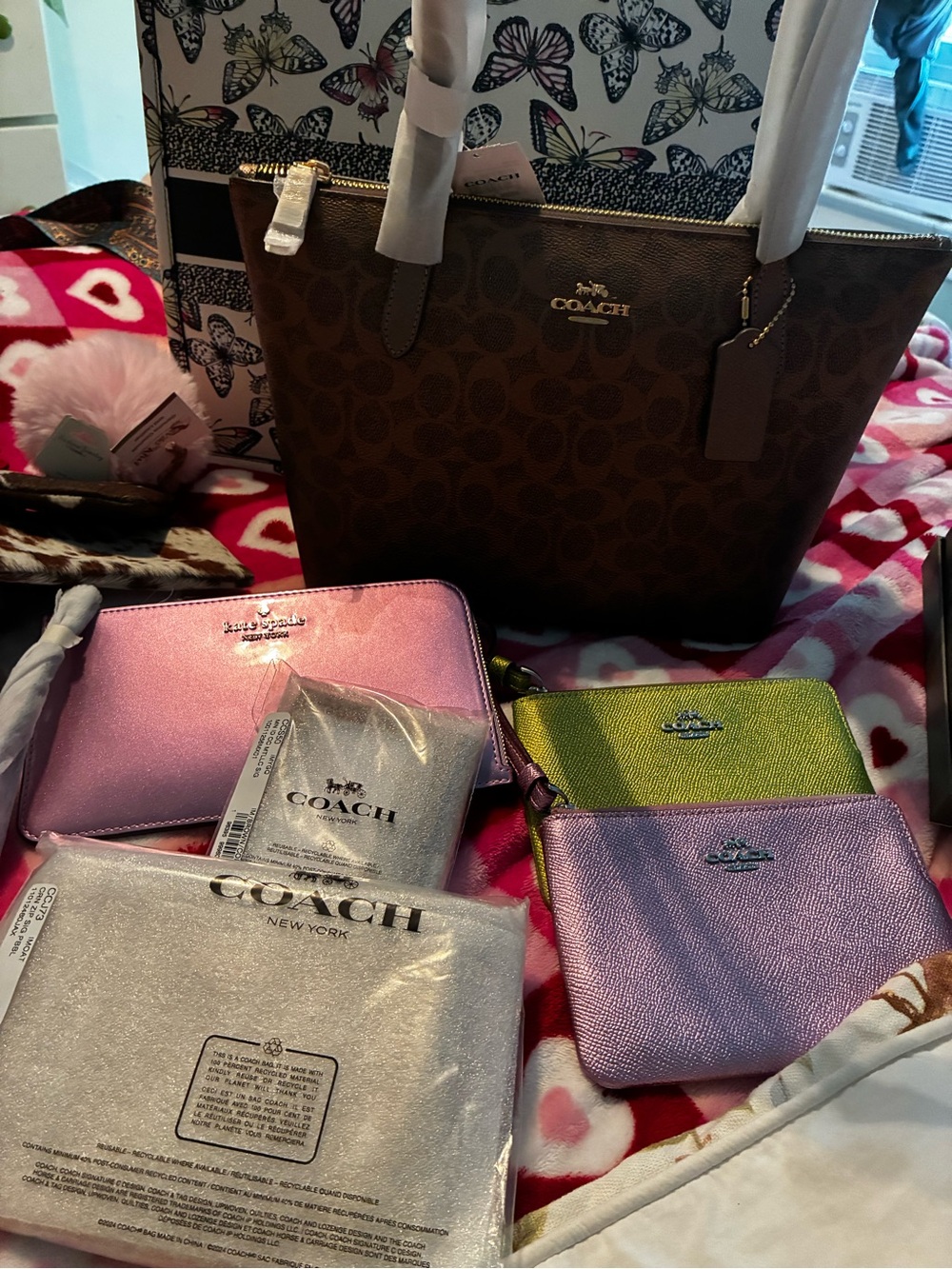 Coach Brown Signature Tote Gold Metallic